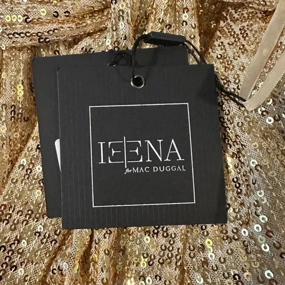 Mac Duggal SEQUINED HALTER NECK BELTED SOFT TIE Gown SIZE 14 - Picture 14 of 15